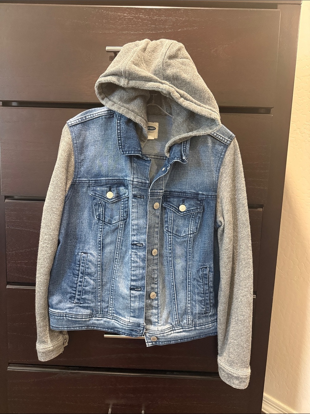 Women’s Two-Tone Denim Jacket with Gray Hoodie